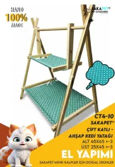 Çift Katlı Ahşap Kedi Yatağı CT4-10