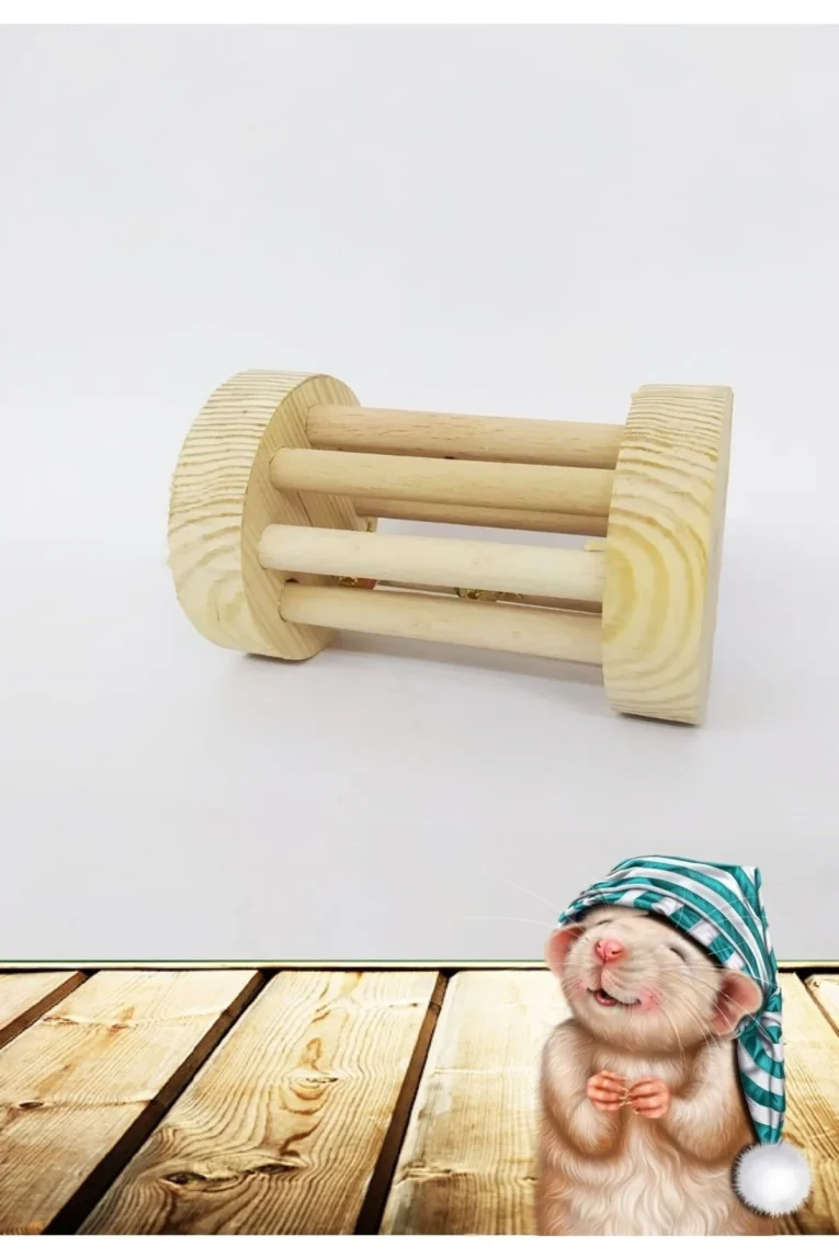 Ahşap Kemirgen Zilli Tünel Oyuncağı | Hamster Oyuncağı