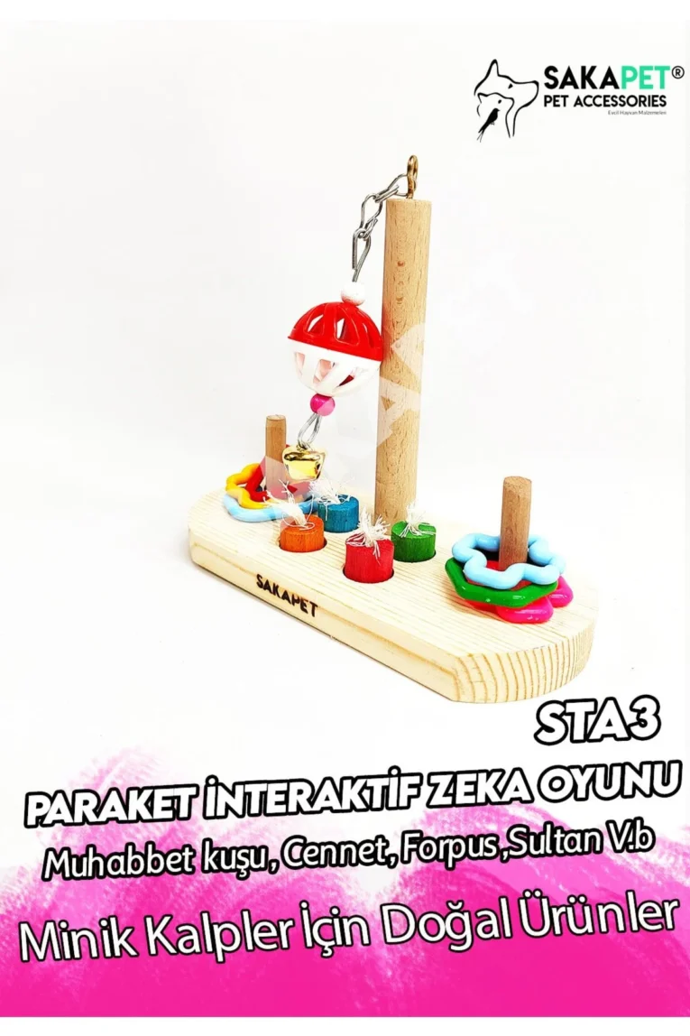 Paraket İnteraktif Zeka Oyuncağı STA3 – Ahşap Kafes İçi Eğitim Oyunu