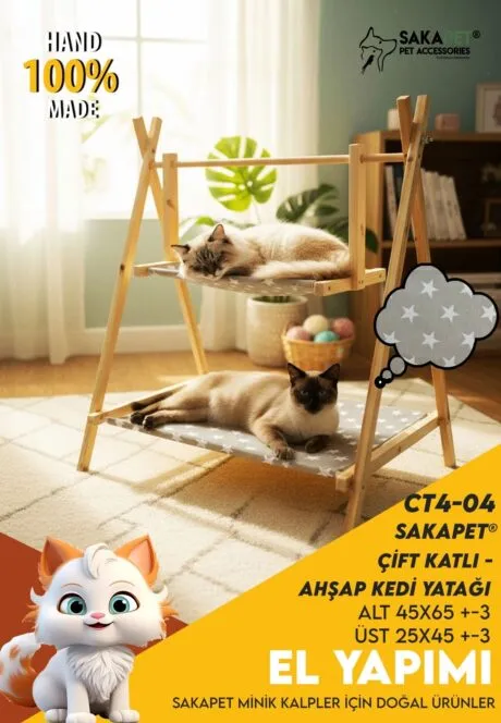 AHŞAP KEDİ YATAĞI