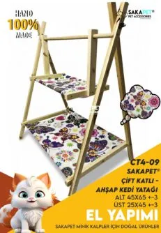 Çift Katlı Ahşap Kedi Yatağı CT4-09