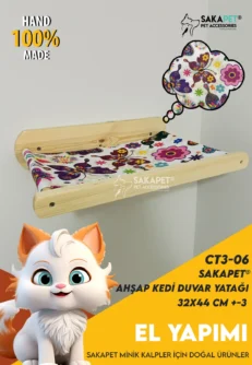 Ahşap Kedi Duvar Yatağı CT3-06