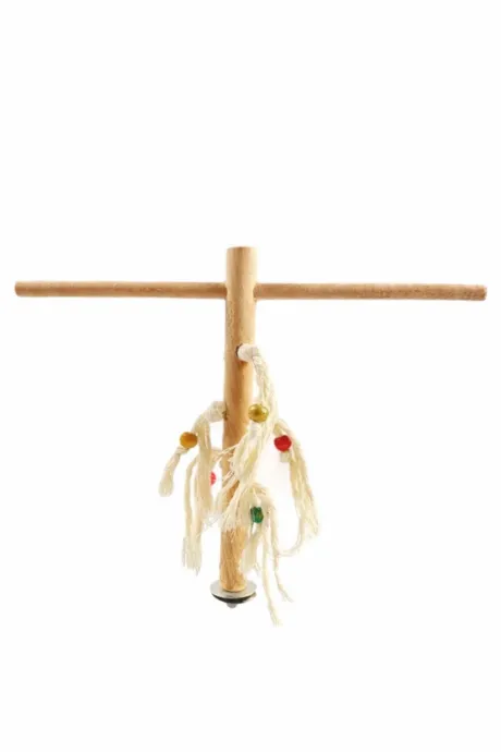 Ahşap T Tünek Kuş Oyuncağı – Kafes Üstü Doğal Dinlenme Alanı