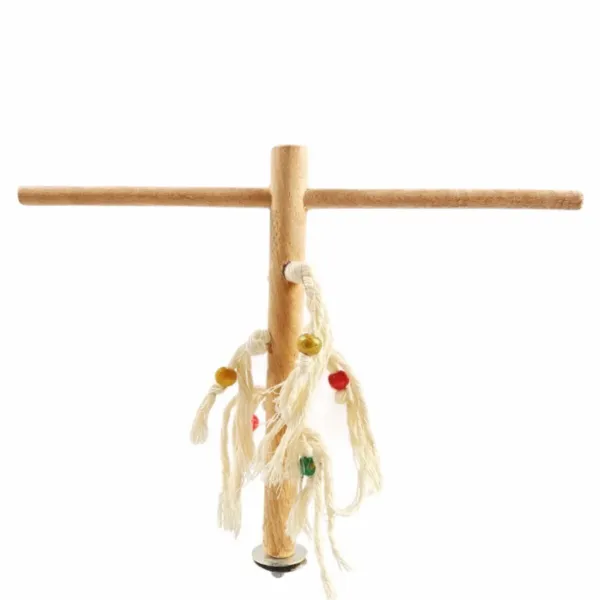 Ahşap T Tünek Kuş Oyuncağı – Kafes Üstü Doğal Dinlenme Alanı