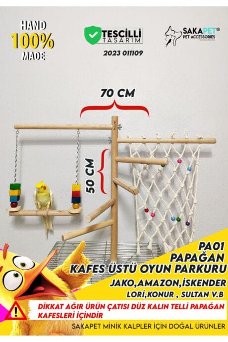 Kafes Üstü Ahşap Kuş Oyun Platformu | Kafes Üstü Kuş Tüneği | Sakapet