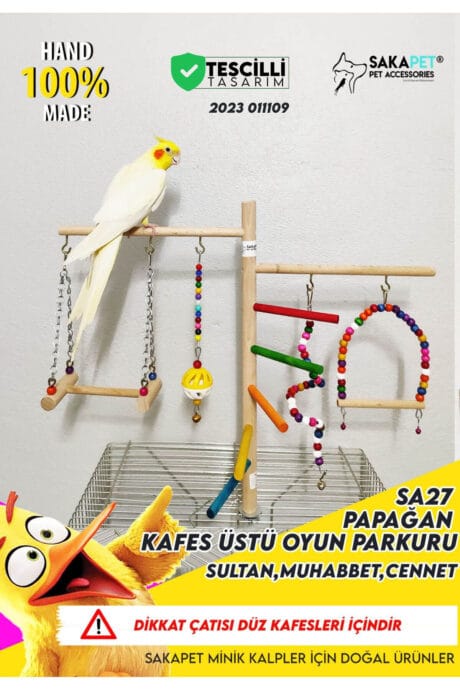 Kafes Üstü Ahşap Kuş Oyun Platformu | Kafes Üstü Kuş Tüneği | Sakapet