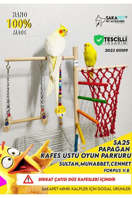 Kafes Üstü Ahşap Kuş Oyun Platformu | Kafes Üstü Kuş Tüneği | Sakapet