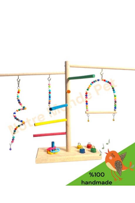 Doğal Ahşap Kuş Oyun Parkuru SAKA-TY-145 | Ahşap Kuş Oyuncağı | Sakapet